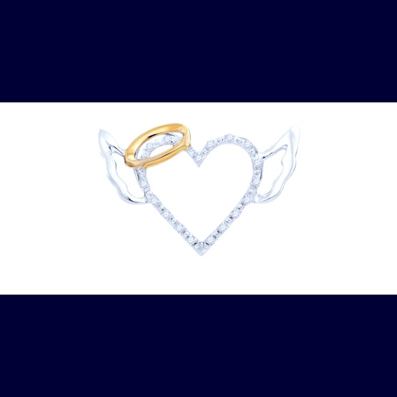 10KT White Gold Angel Heart Pendant W free chain - Picture 4 of 10